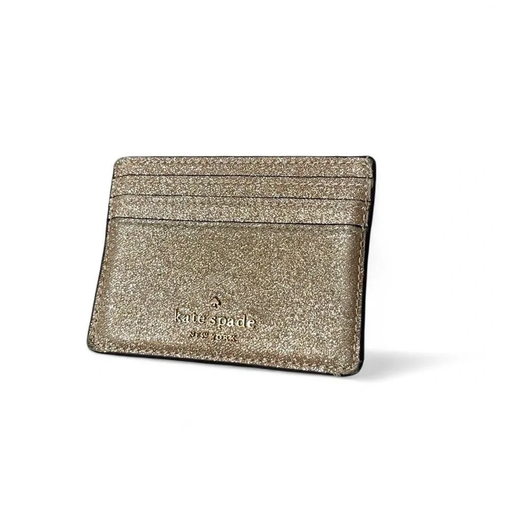 Kate Spade New York gold glitter card holder